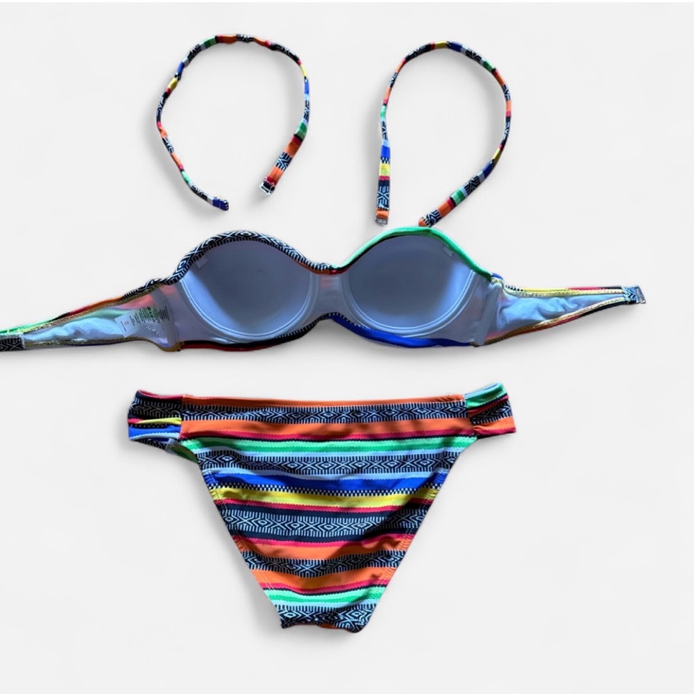 Colorful Striped two piece Bikini Set small - Picture 2 of 4